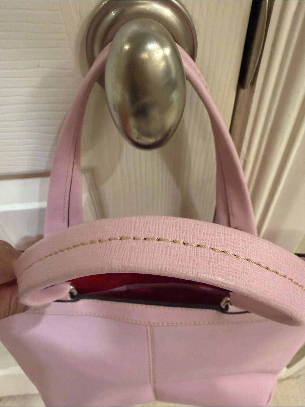 Dooney & Bourke Sara Pink Saffiano Shoulder Tote with Gold Hardware - Picture 7 of 12